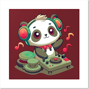 cute panda playing dj music Posters and Art